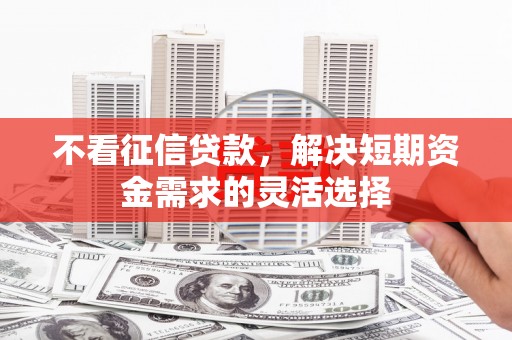 东势不看征信贷款，解决短期资金需求的灵活选择