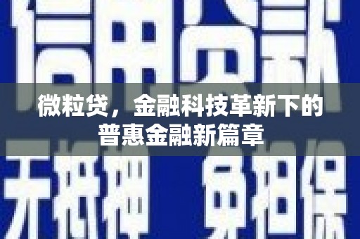 东势微粒贷，金融科技革新下的普惠金融新篇章