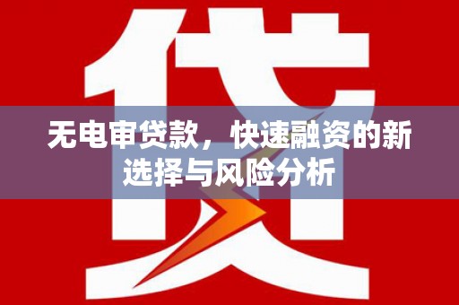 东势无电审贷款，快速融资的新选择与风险分析