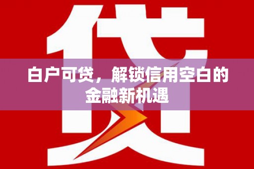 东势白户可贷，解锁信用空白的金融新机遇